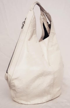 Givenchy Ivory Tinhan Ostrich Leather With Two Side Zippers Hobo Bag