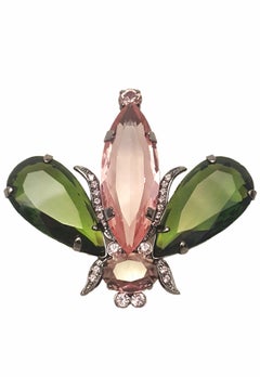 Giorgio Armani Art Deco Glass and Rhinestone Bee Brooch
