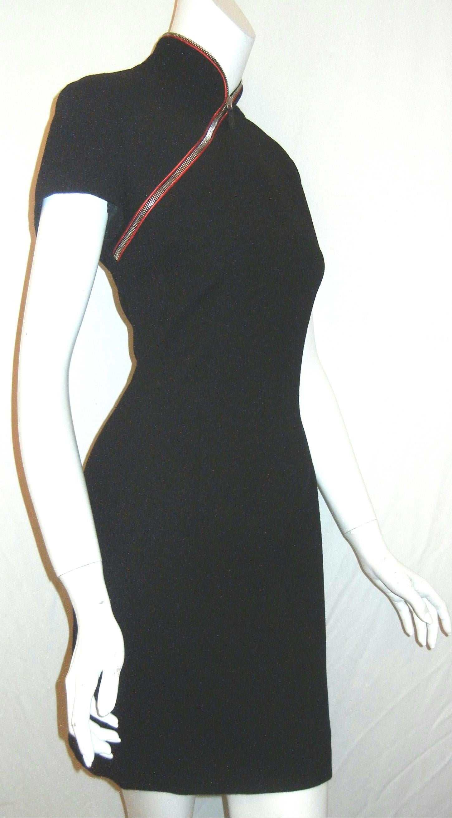 mandarin collar black dress