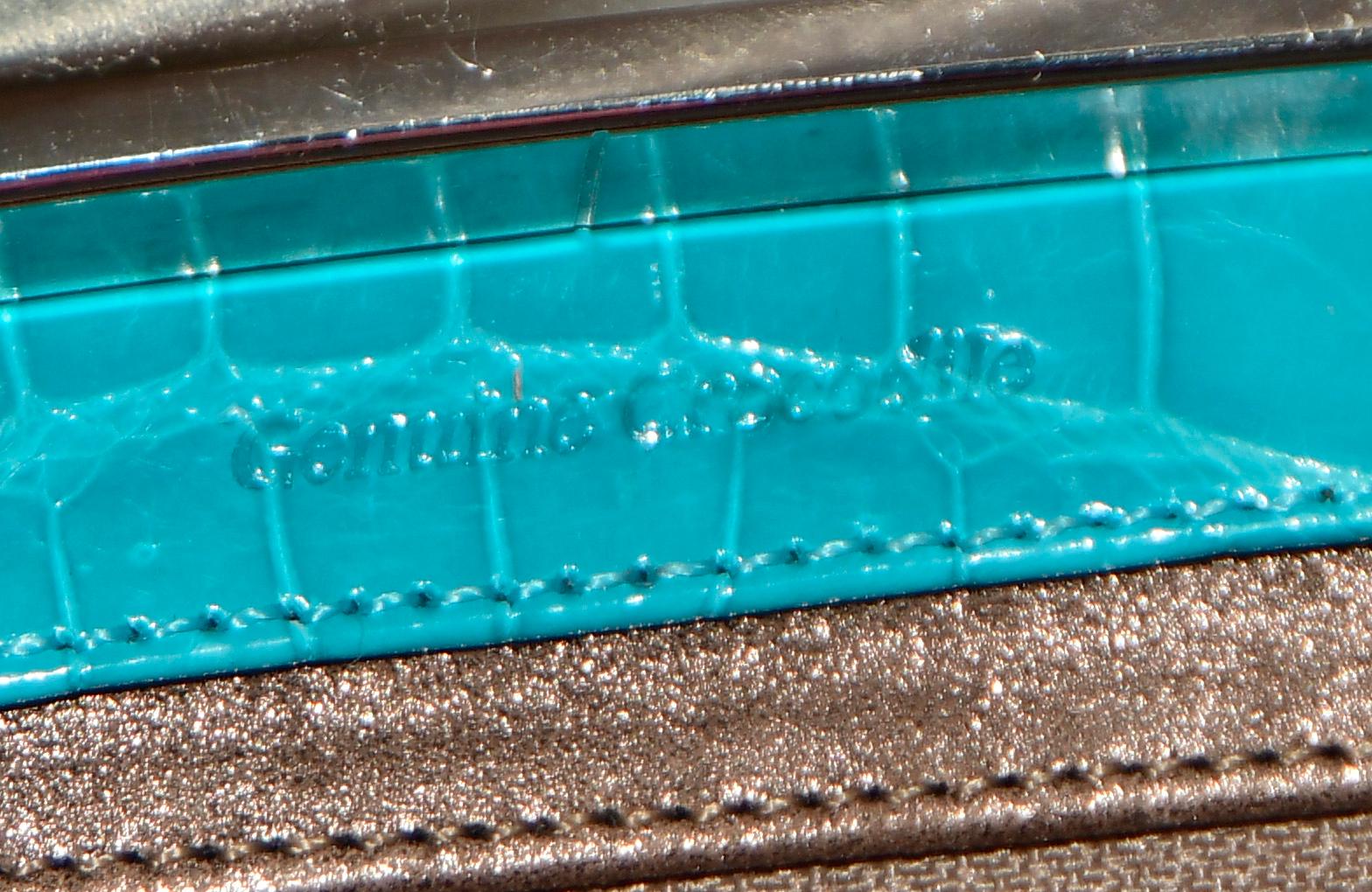 Judith Leiber Turquoise Croc Clutch With Crystal Top Closure For Sale 1