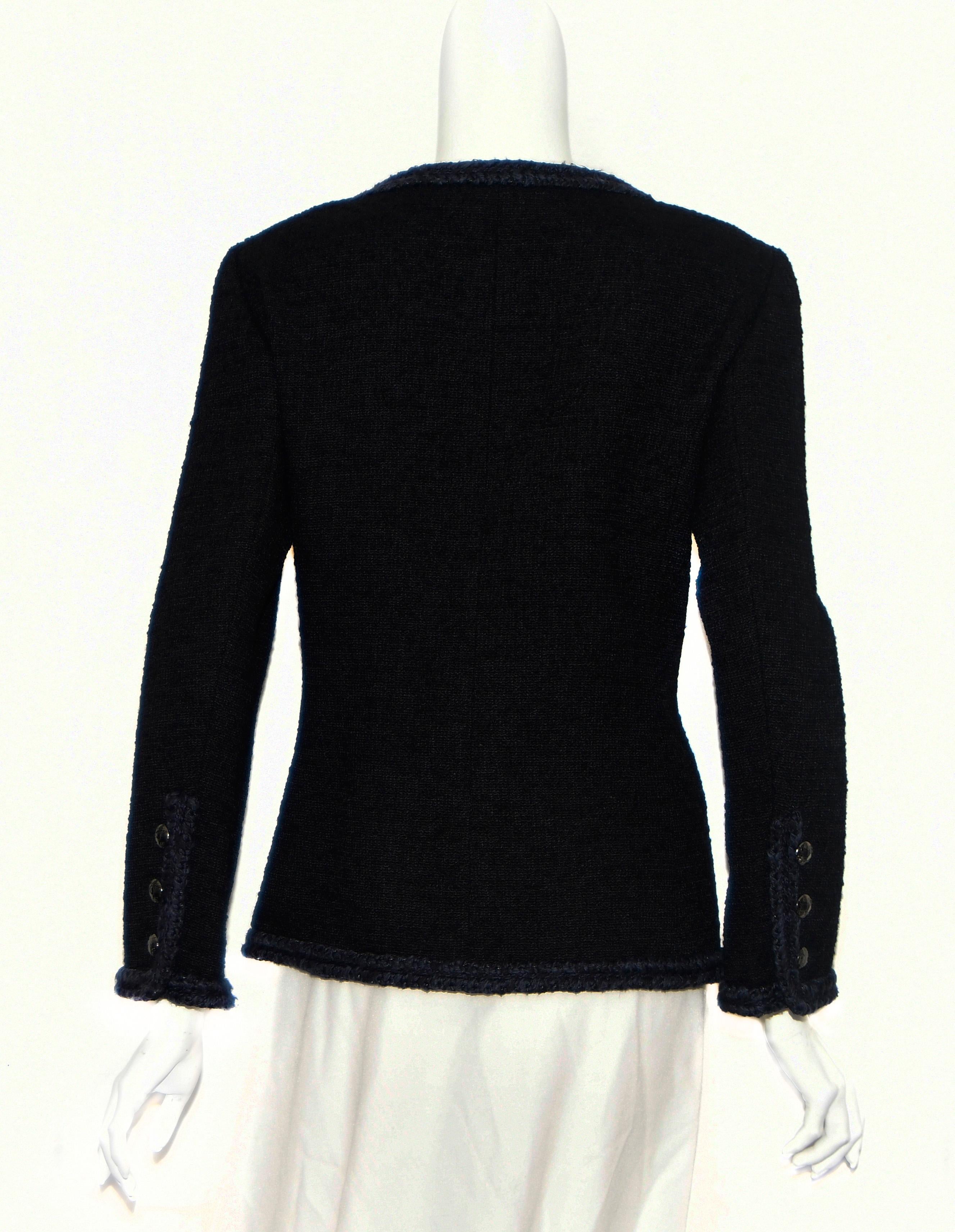 Chanel Black Four Flap Pockets 2013 Fall Collection Jacket In Excellent Condition In Palm Beach, FL