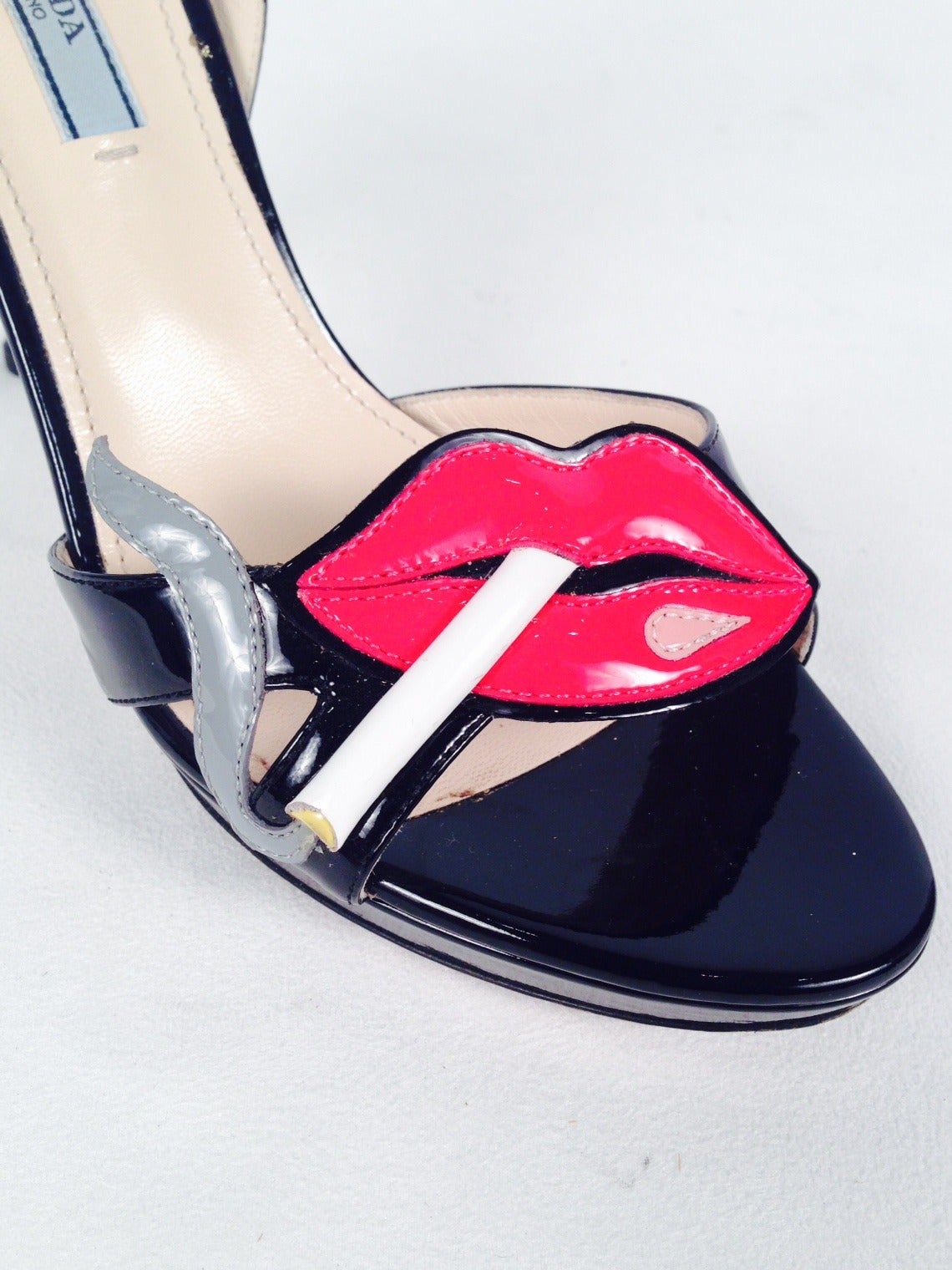 Prada Smoking Lips Ankle Strap High Heel Sandals caused a sensation when introduced by 