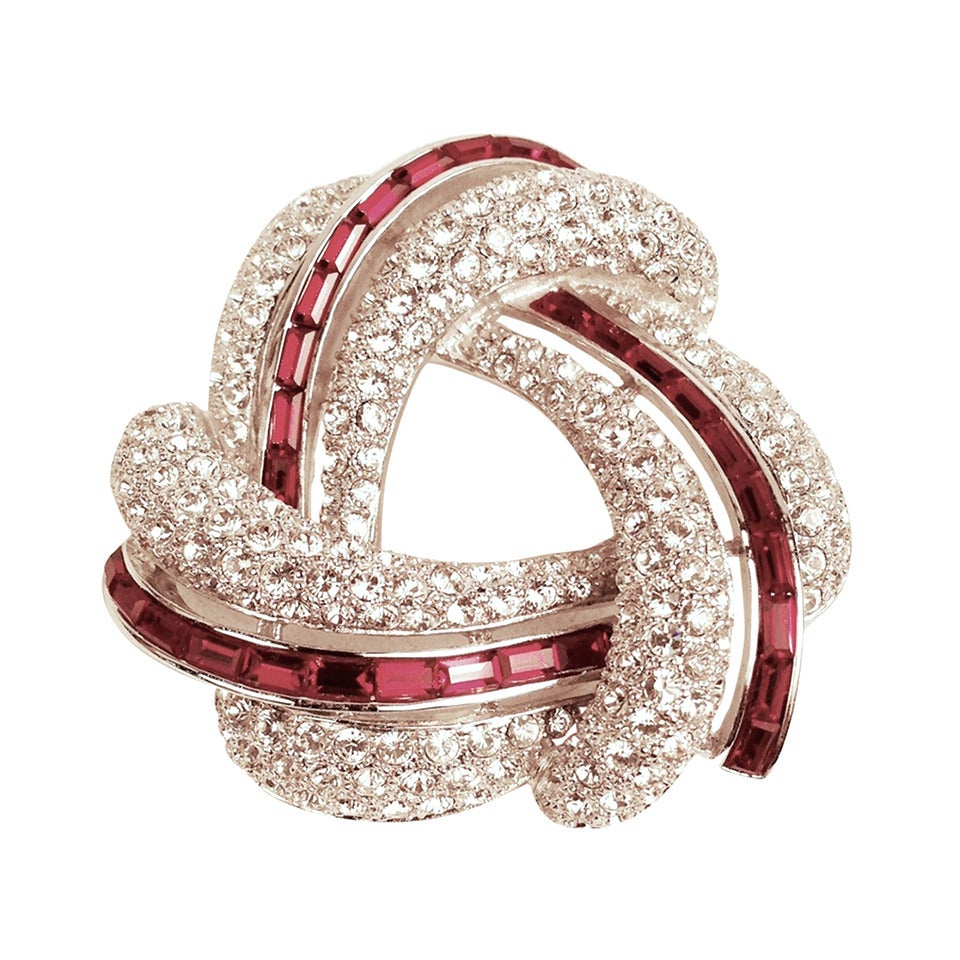 Nolan Miller Glamour Collection Pave Eternity Knot Brooch For Sale