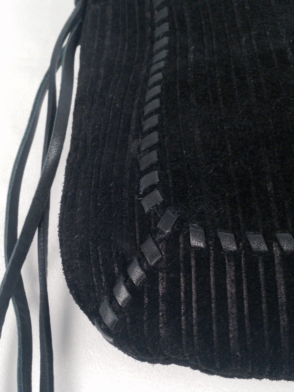 Givenchy Black Leather and Suede Messenger Bag with Fringe In Good Condition For Sale In Palm Beach, FL