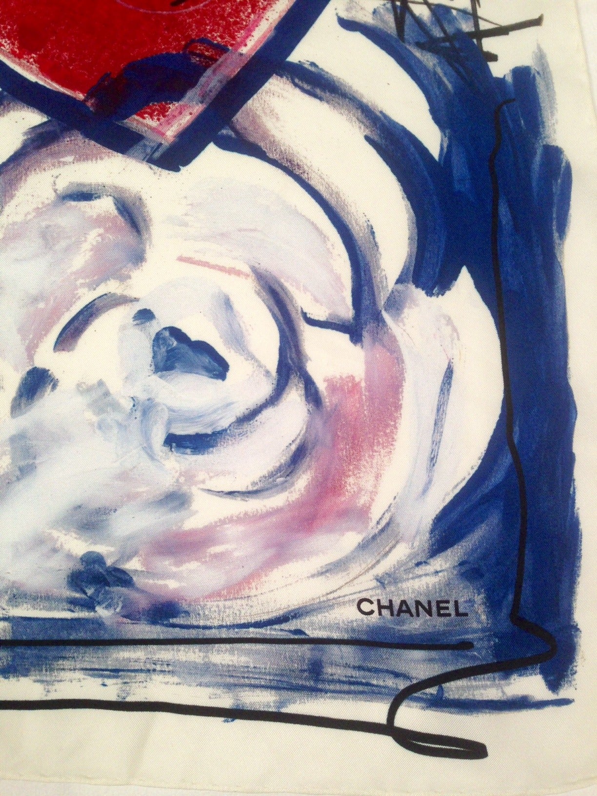 Chanel 100% Silk Love and Heart Scarf In Excellent Condition For Sale In Palm Beach, FL
