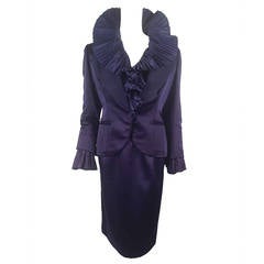 Vintage Christian Dior Boutique Navy Wool Blend Evening Suit