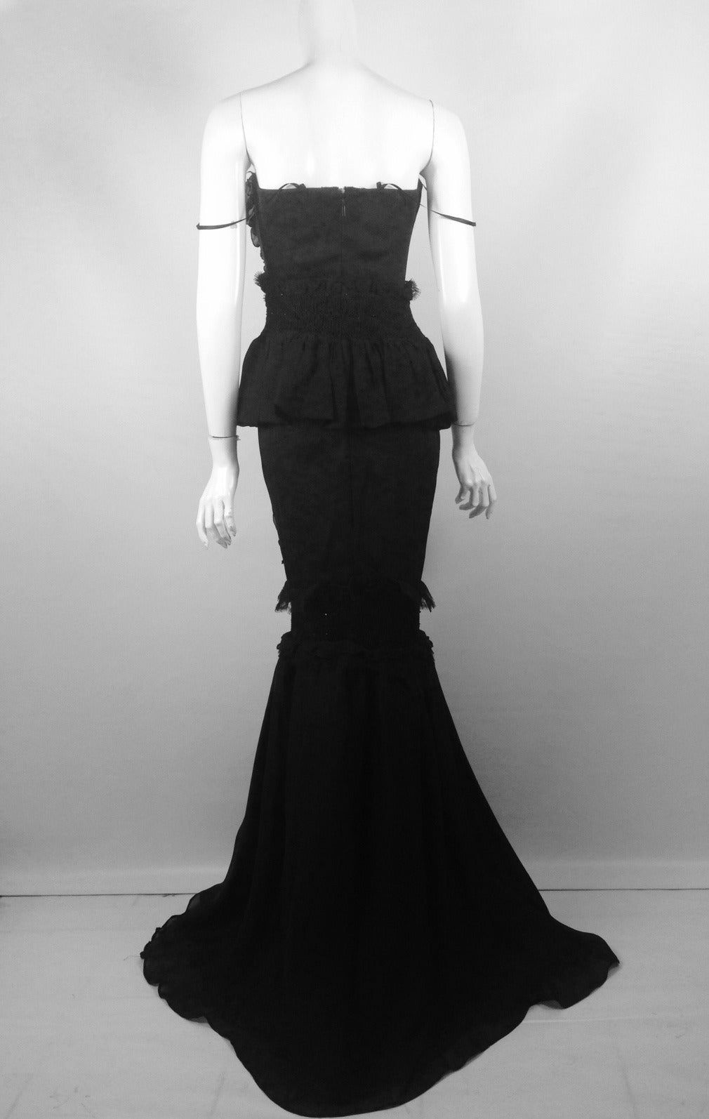 Brand New Roberto Cavalli Black Silk Chiffon Gown In New Condition For Sale In Palm Beach, FL