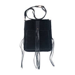 Givenchy Black Leather and Suede Messenger Bag with Fringe