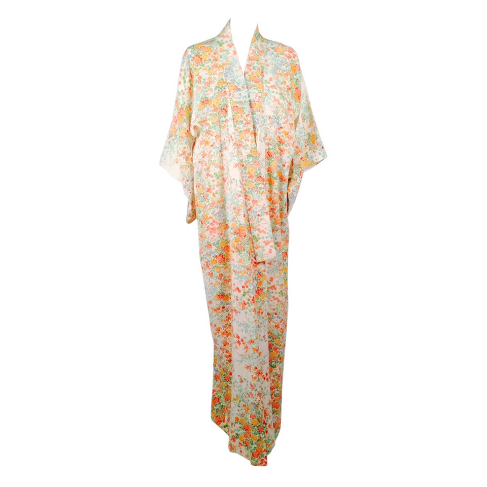 Vintage Silk Blend Kimono For Sale