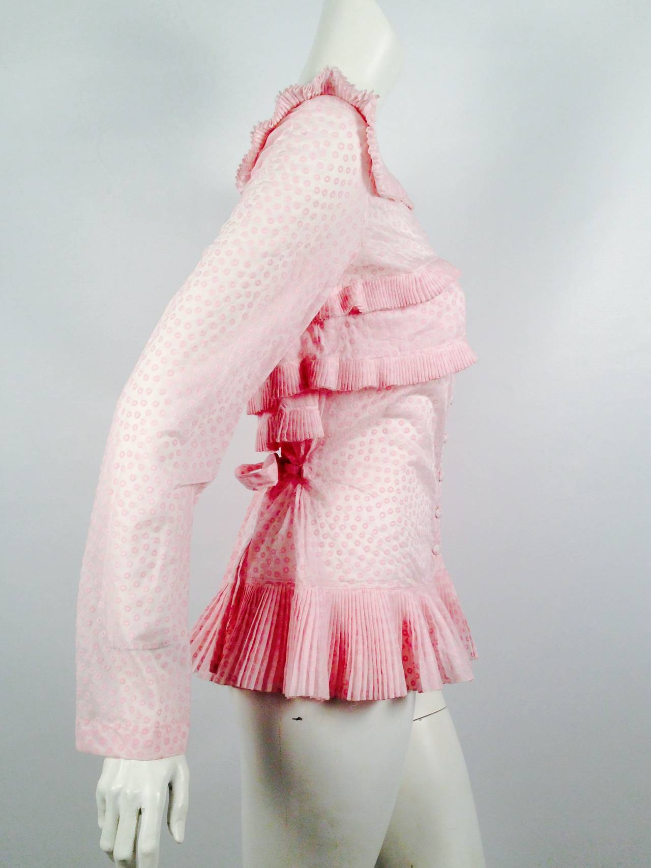 Alaia Paris Petal Pink Polka Dot Blouse For Sale 1