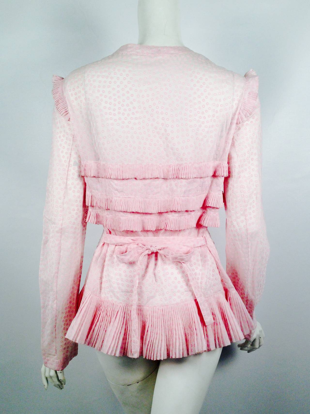 Alaia Paris Petal Pink Polka Dot Blouse In Excellent Condition For Sale In Palm Beach, FL