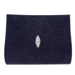 Paige Gamble Black Stingray and Suede Clutch