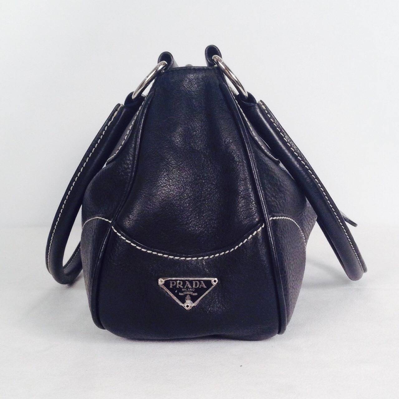 Prada Daino Box Nero Shoulder Handbag In Excellent Condition For Sale In Palm Beach, FL