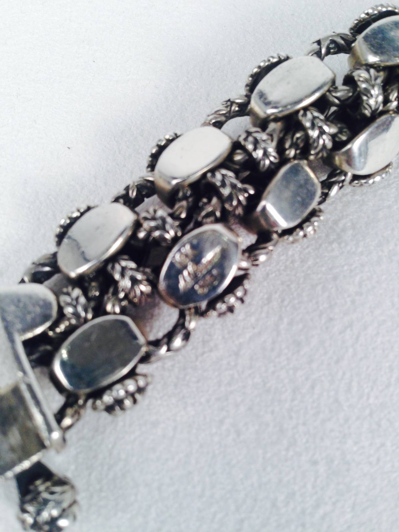 Ned Bowman Engraved Collection Enamel Silver Fine Art Bracelet 1