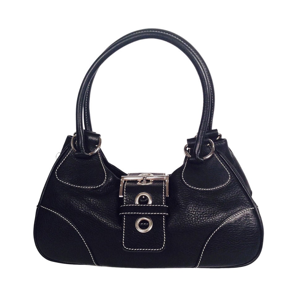 Prada Daino Box Nero Shoulder Handbag For Sale