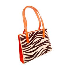 Lambertson Truex Zebra Pony Skin Structured Hand Bag