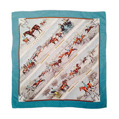 Vintage Hermes Sportsmen Silk Twill Scarf By Phillippe Ledoux