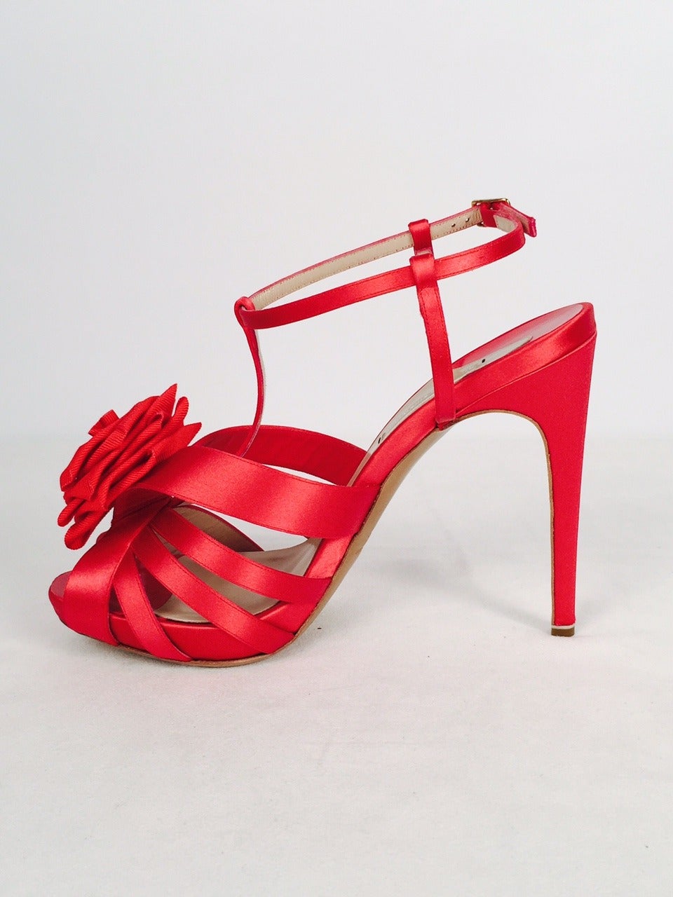 red satin platform heels