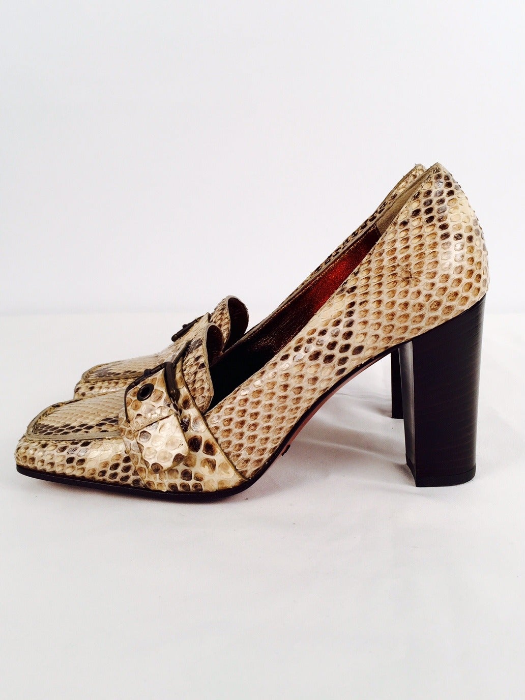 New Dolce & Gabbana Snakeskin Square-Toe Pumps In New Condition In Palm Beach, FL