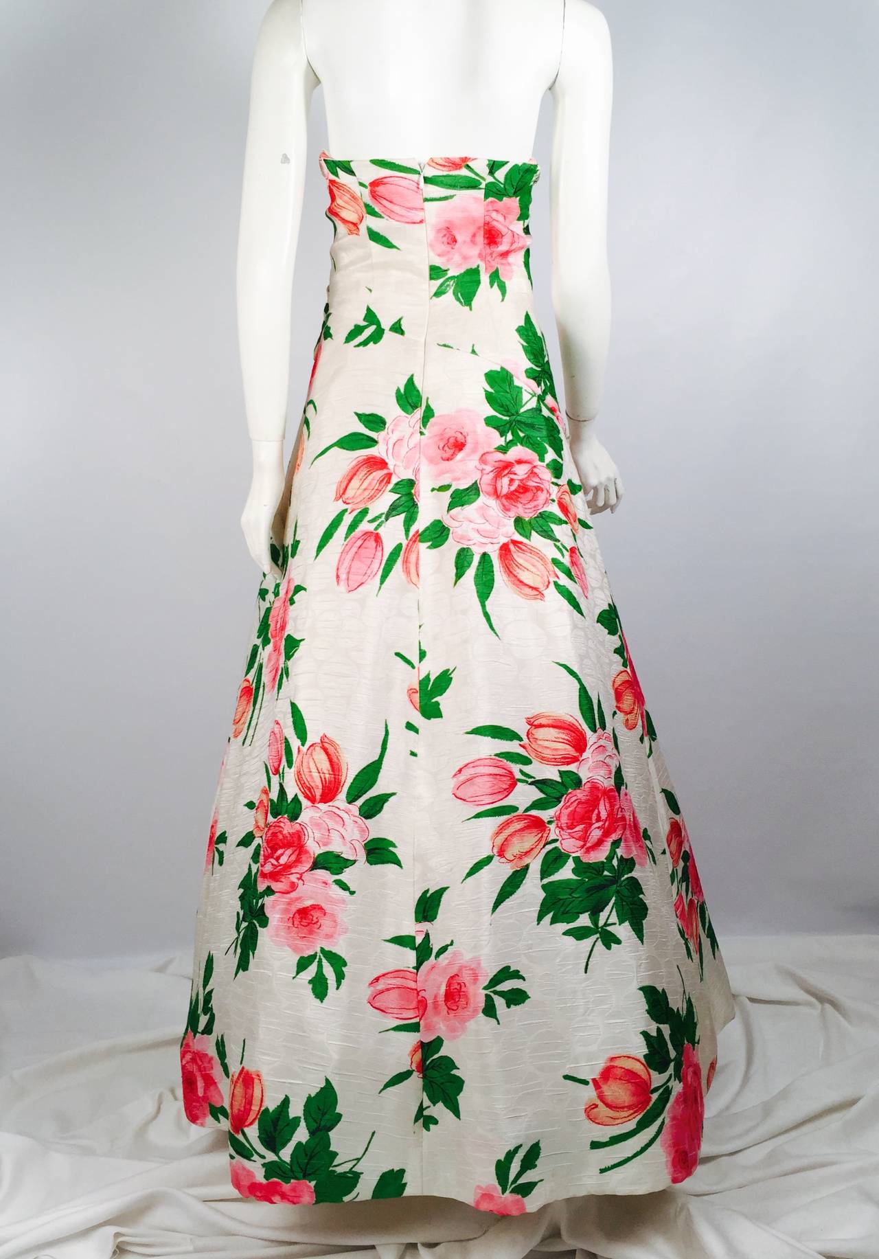 Vintage Scaasi Boutique Strapless Floral Ball Gown is a wonderful example of the ultra-feminine designs and craftsmanship of an era gone by.  From Jackie O to Barbara Streisand, high-society women have adored and worn Scaasi's magnificent gowns. 