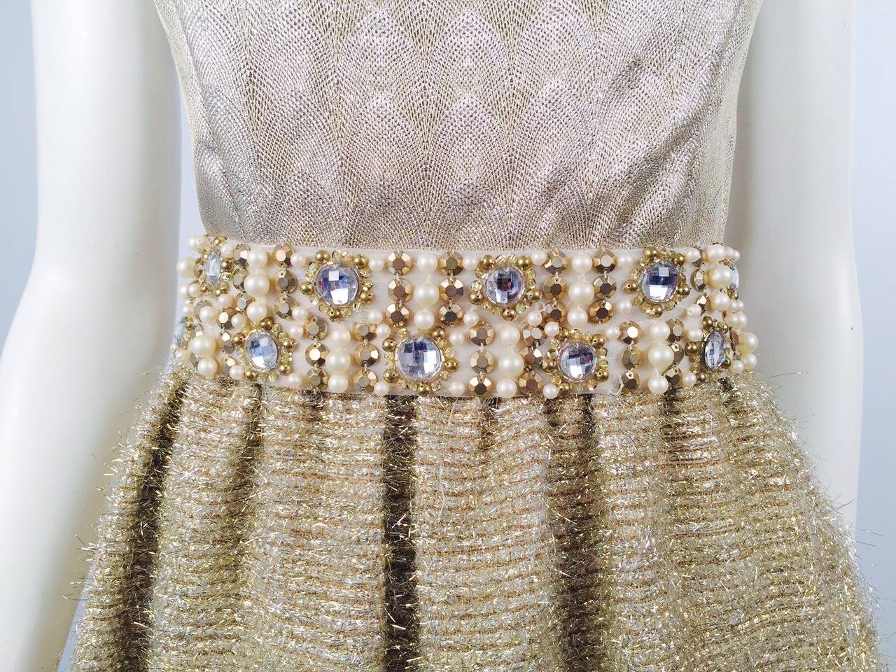 Women's New Fiandaca Pewter and Gold Sleeveless Metallic Dress For Sale