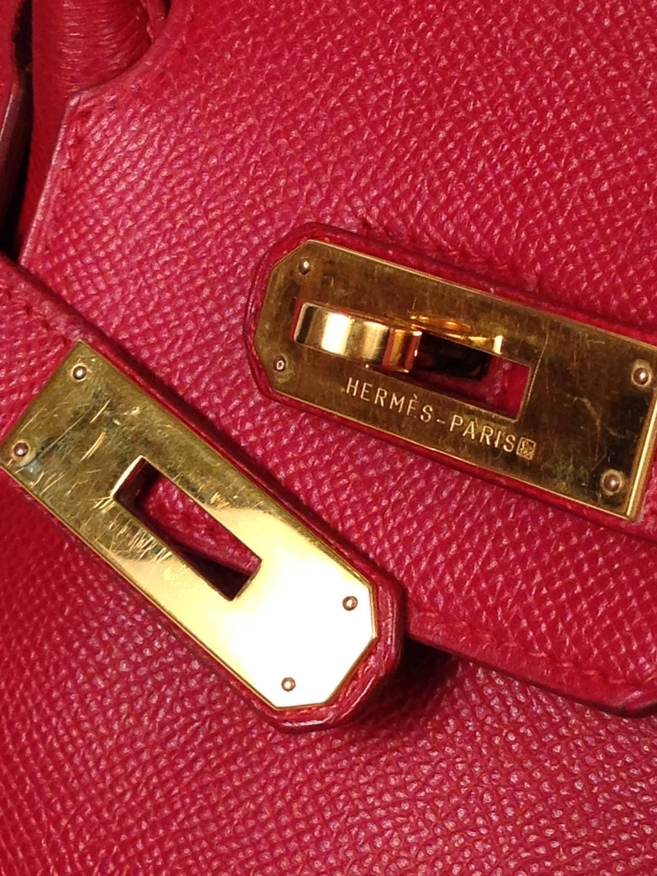 1995 Hermes Rouge Vif Birkin Epsom 35 With Gold Hardware 4