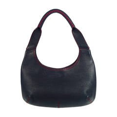 Salvatore Ferragamo Navy Leather Hobo Shoulder Bag