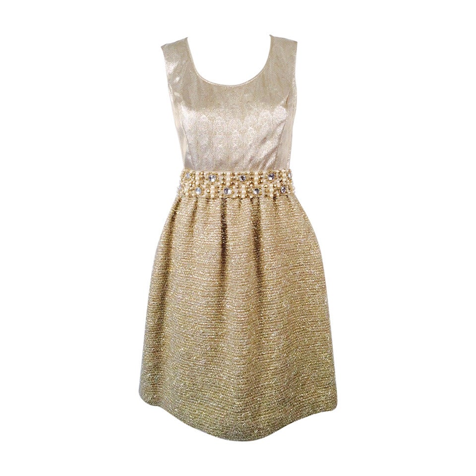 New Fiandaca Pewter and Gold Sleeveless Metallic Dress For Sale