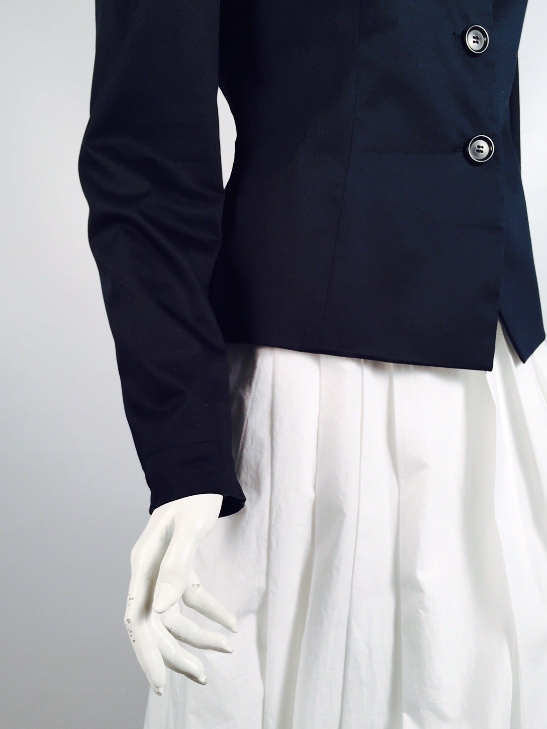 Pauw Navy and White Cotton Skirt Suit Ensemble 2
