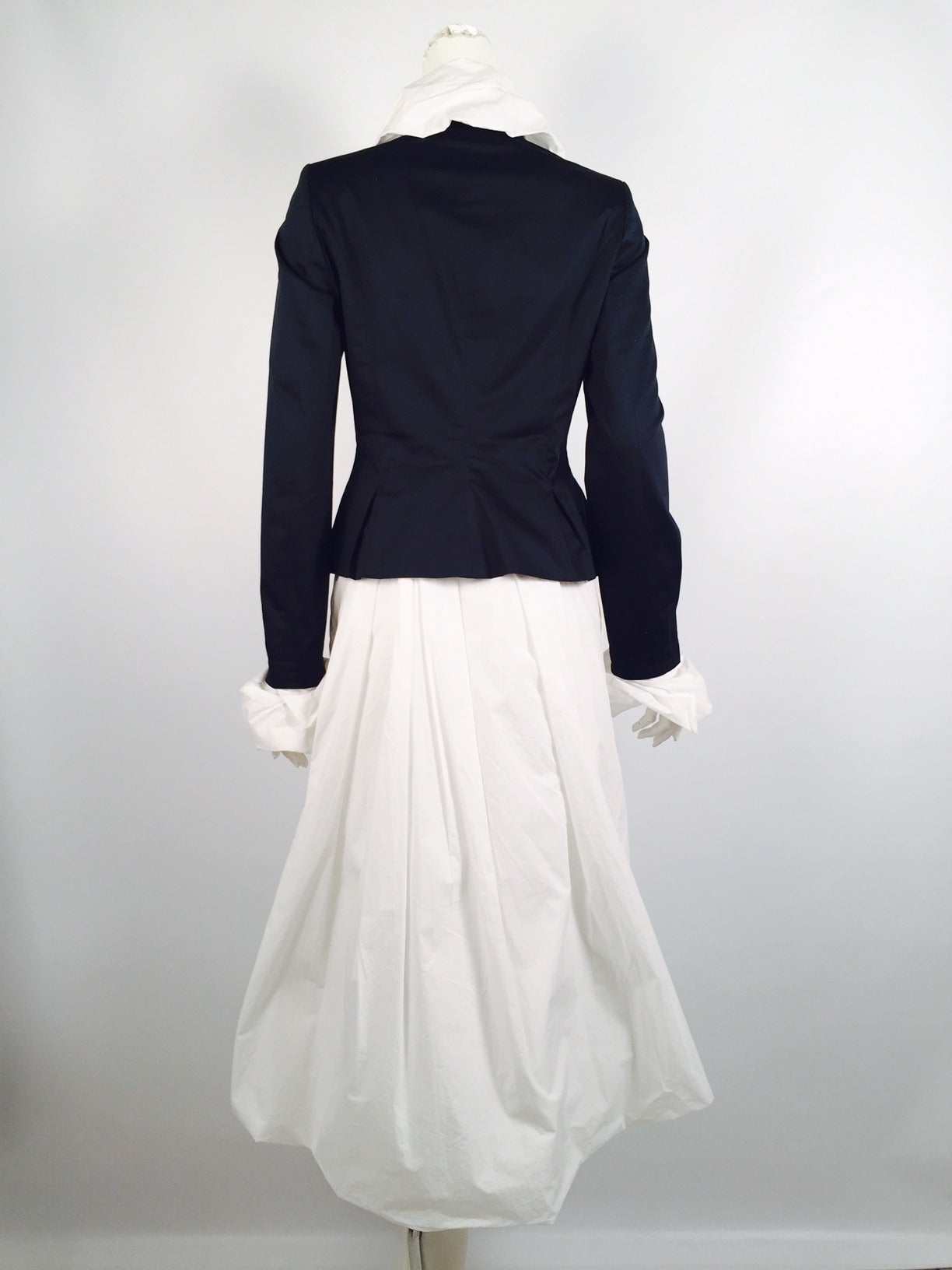 Women's Pauw Navy and White Cotton Skirt Suit Ensemble