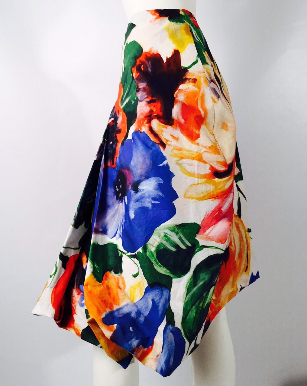 Pauw Multi-Colored Oversized Floral Print Cotton Skirt In Excellent Condition In Palm Beach, FL