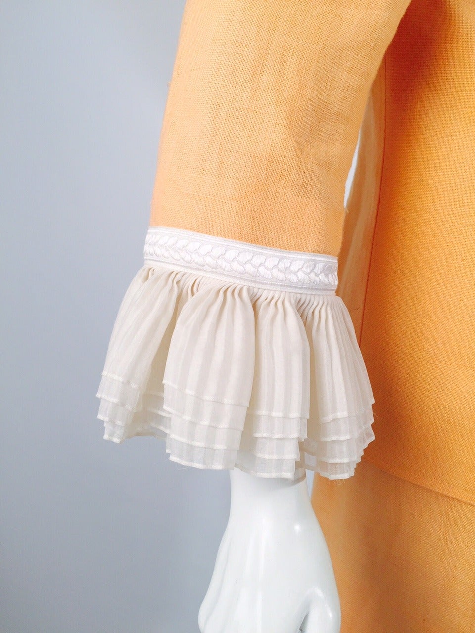 Valentino Boutique Peach Linen Skirt Suit For Sale 3
