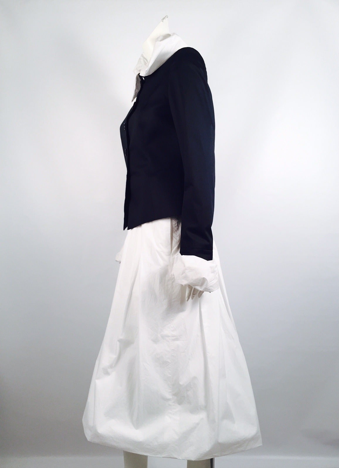 Pauw Navy and White Cotton Skirt Suit Ensemble In Excellent Condition In Palm Beach, FL