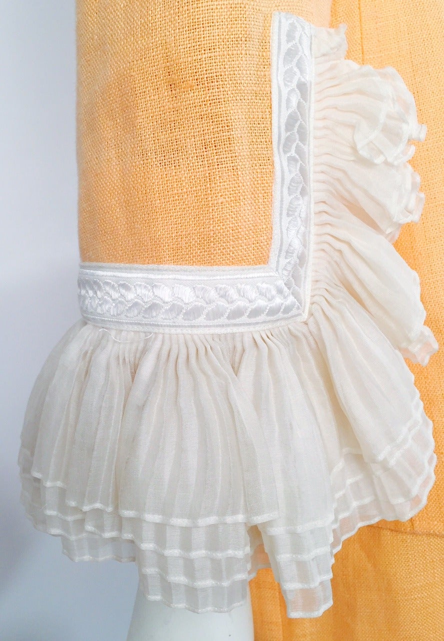 Valentino Boutique Peach Linen Skirt Suit For Sale 2