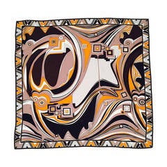 Emilio Pucci Abstract Print 100% Silk Twill Scarf