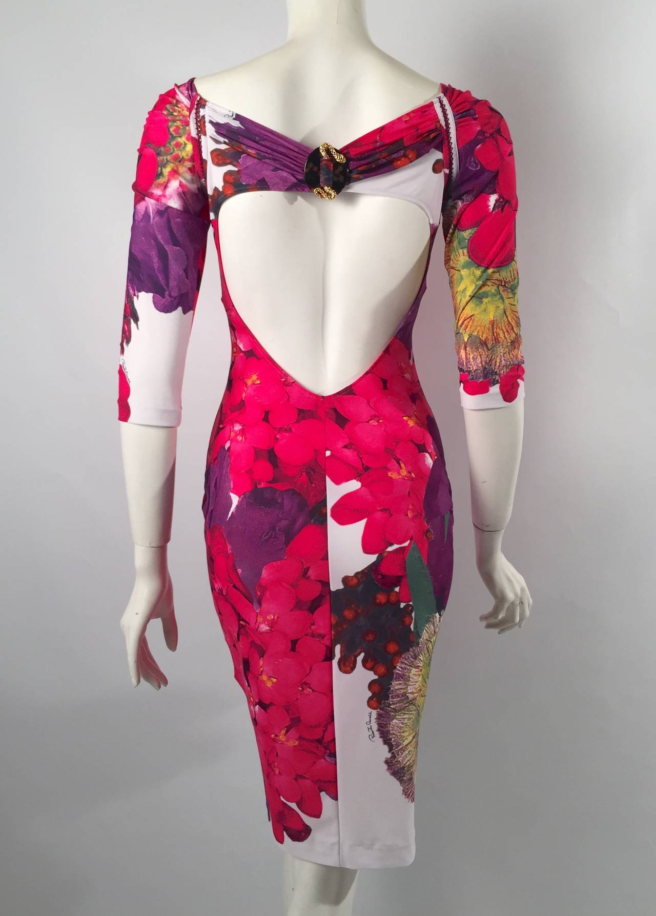 Brand New Roberto Cavalli Wild Berry Print Dress In New Condition In Palm Beach, FL