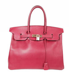 1995 Hermes Rouge Vif Birkin Epsom 35 With Gold Hardware