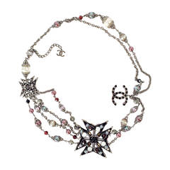 1990s Chanel Maltese Cross Multi-Strand Convertible Belt Necklace