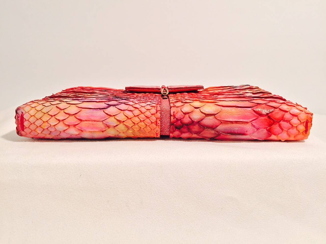 Pink  VBH 1st Edition Multi-Color Python and Crocodile Evening Clutch