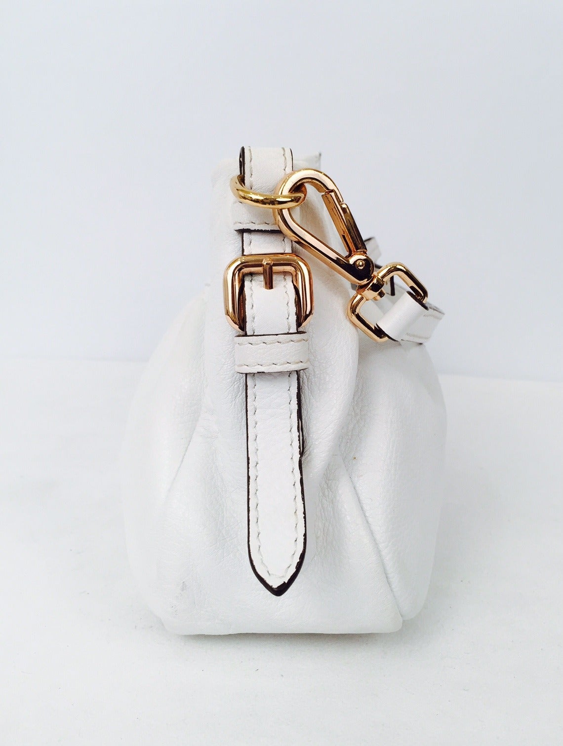 Prada White Satchel Bag with Detachable Shoulder Strap In Excellent Condition For Sale In Palm Beach, FL