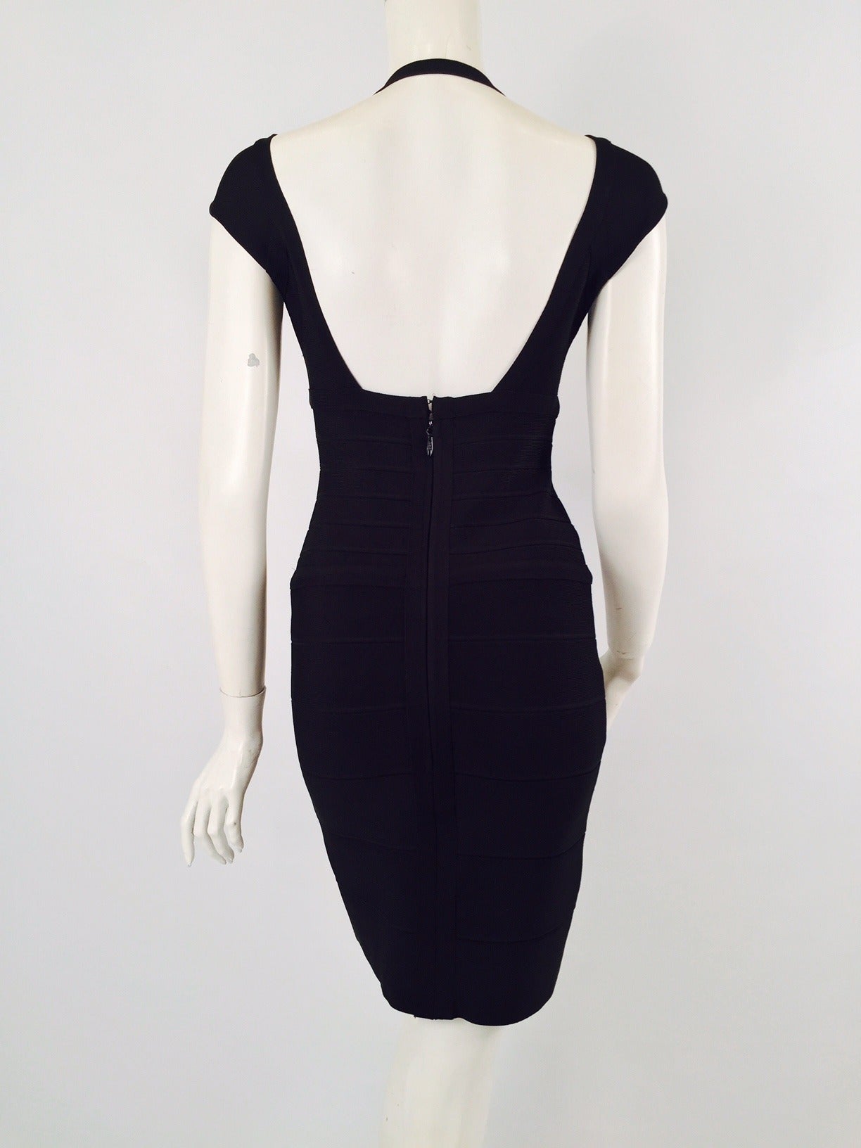 Herve Leger Iconic Black Badage Dress In Excellent Condition For Sale In Palm Beach, FL