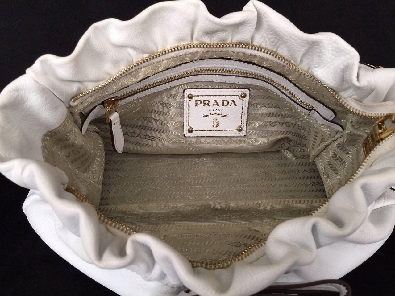 Prada White Satchel Bag with Detachable Shoulder Strap For Sale 1
