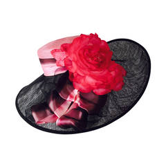 New Louis Green Wide Brimmed Black and Pink Hat