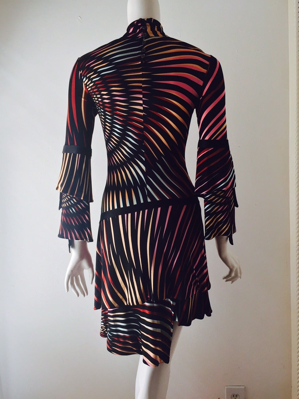 Missoni Kaleidoscope Print Turtleneck Bias Cut Dress In Excellent Condition In Palm Beach, FL