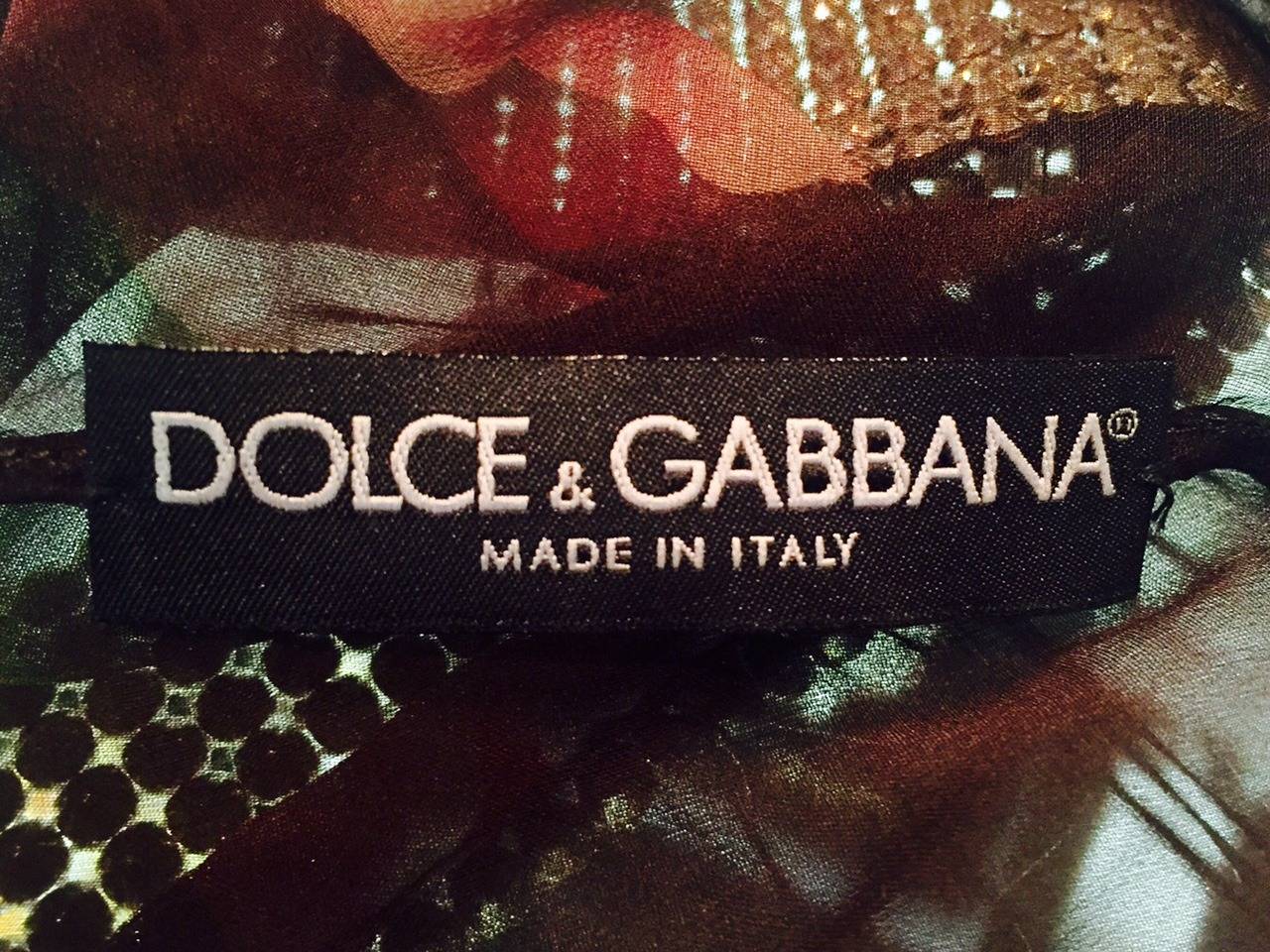 Dolce & Gabbana Silk Chiffon Blouse With Rhinestone Collar and Cuffs For Sale 3