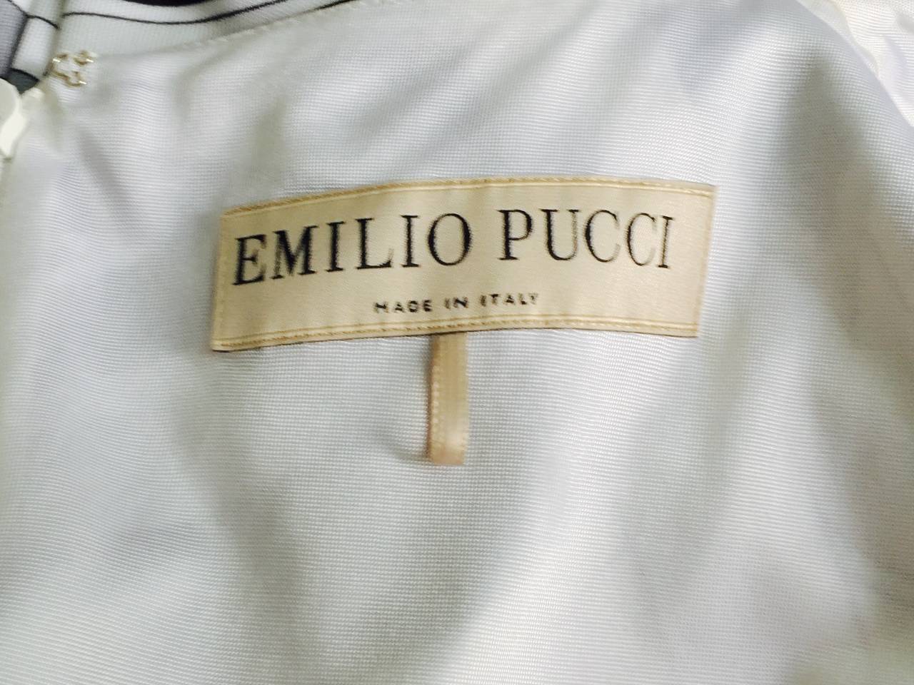Emilio Pucci Black Grey and White Print Cap Sleeve Sheath Dress 1