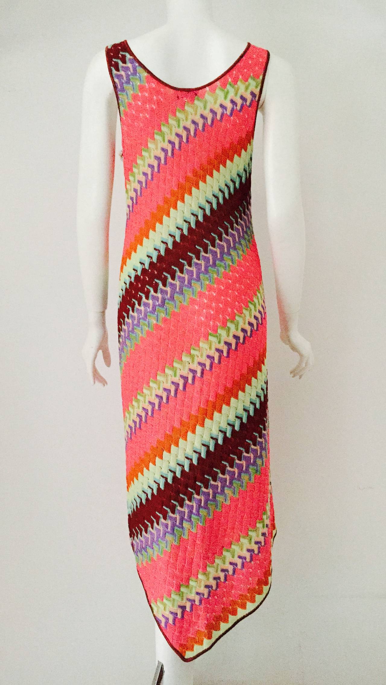 Women's Multicolor Missoni Asymmetric Hem Tank Sheath Dress