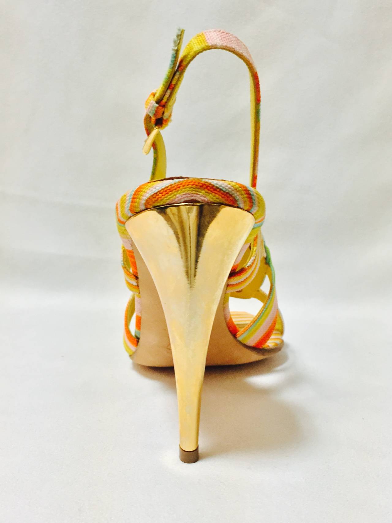 Mixed Media Missoni Strappy High Heel Sandals In Excellent Condition In Palm Beach, FL