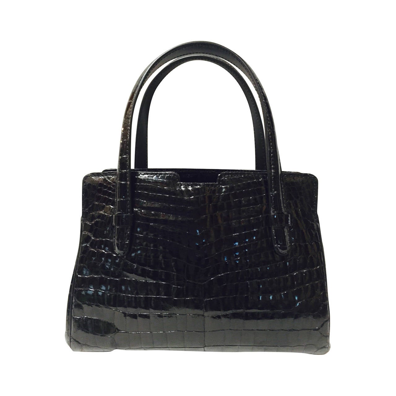 Luxurious 1950s Vintage Gucci Alligator Satchel With Crystals at 1stdibs