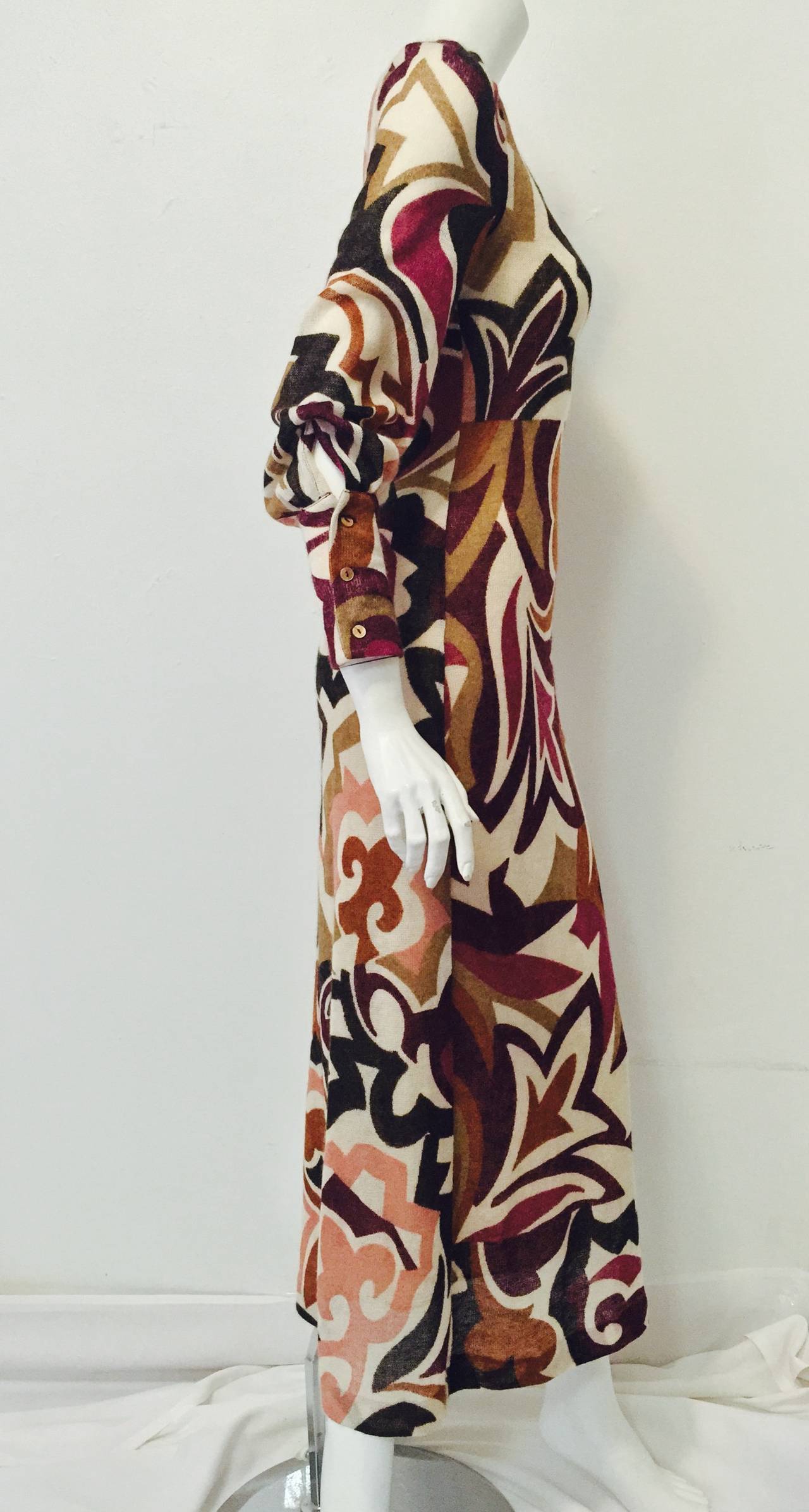 Brown Missoni Multicolor Wool Blend Long Sleeve Dress For Sale